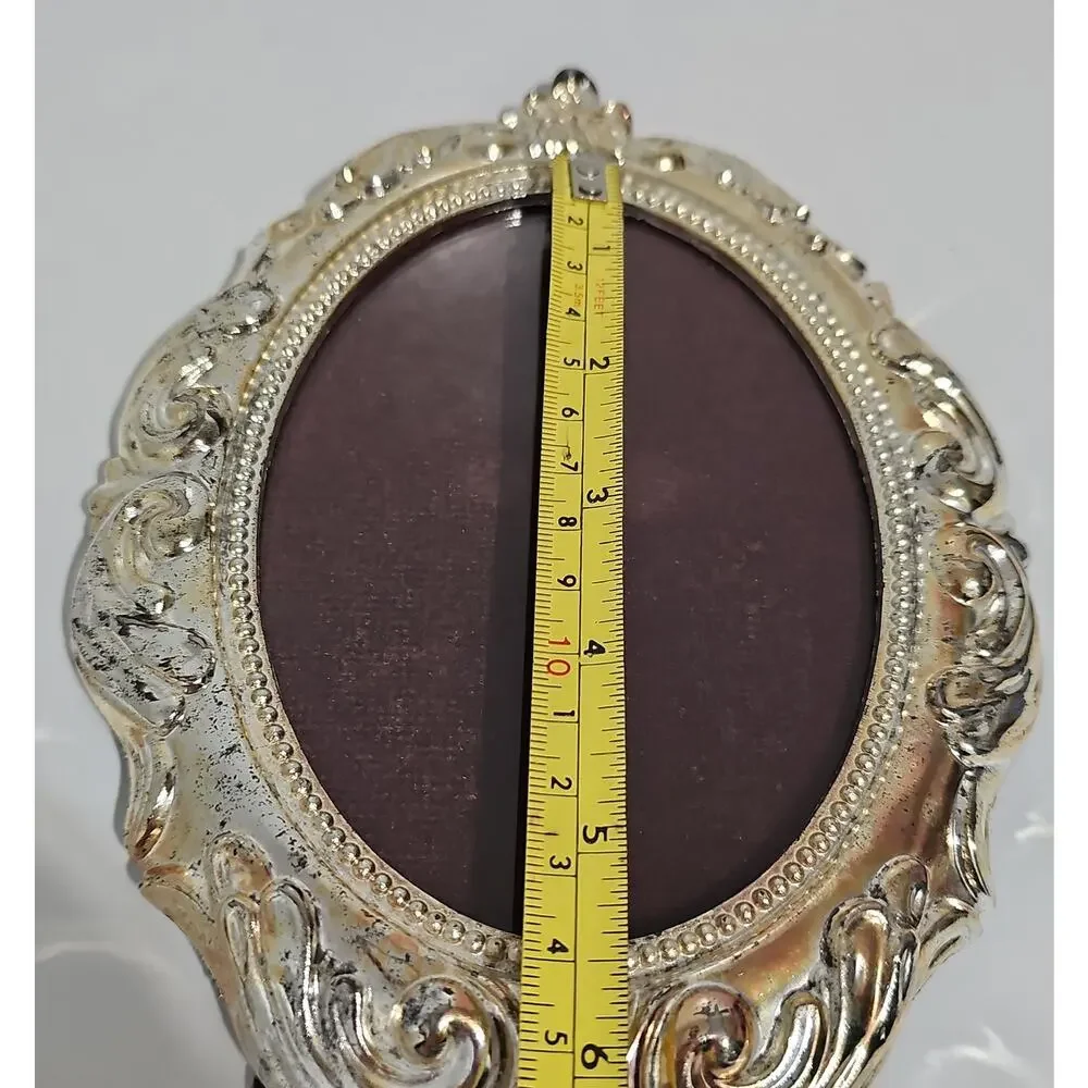 Vintage Teleflora Silver Plated Oval Photo Frame Ornate Rococo Baroque Coquette